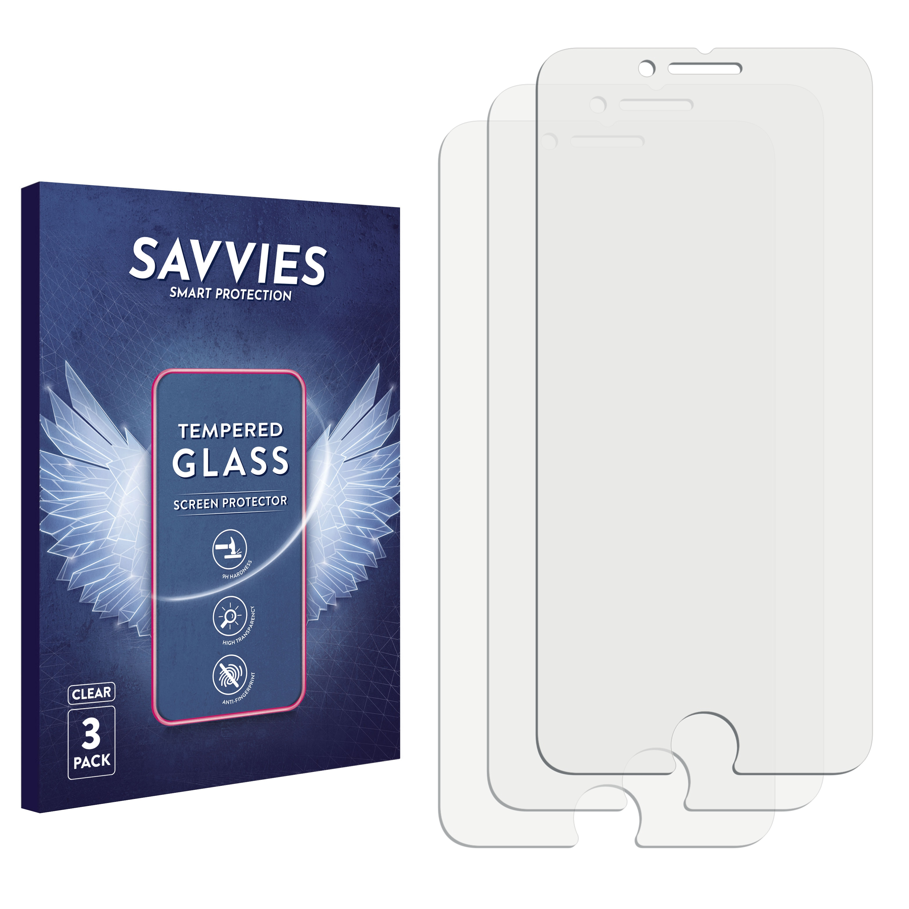 klares 9H 7) Schutzglas(für SAVVIES Apple iPhone 3x