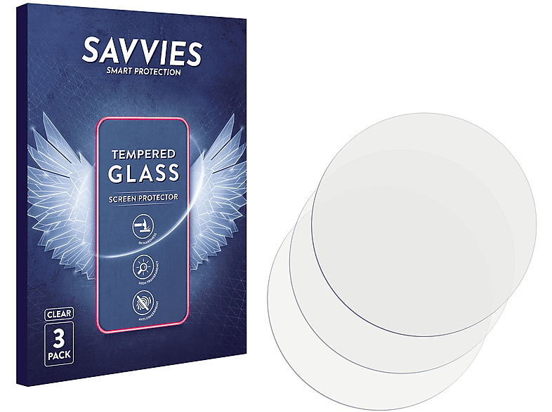 SAVVIES 3x 9H klares Schutzglas(für Samsung Gear S3 Classic)