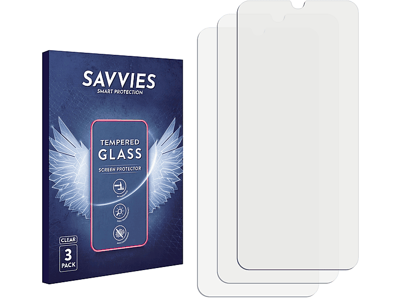 3x Galaxy klares 9H Samsung Schutzglas(für SAVVIES A20)