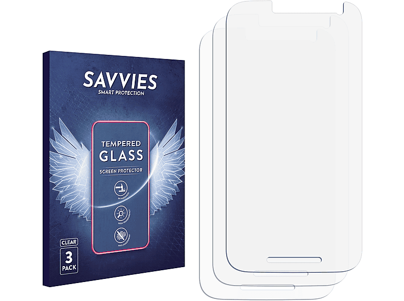 SAVVIES 3x 9H klares Schutzglas(für Motorola Moto G3 2015)