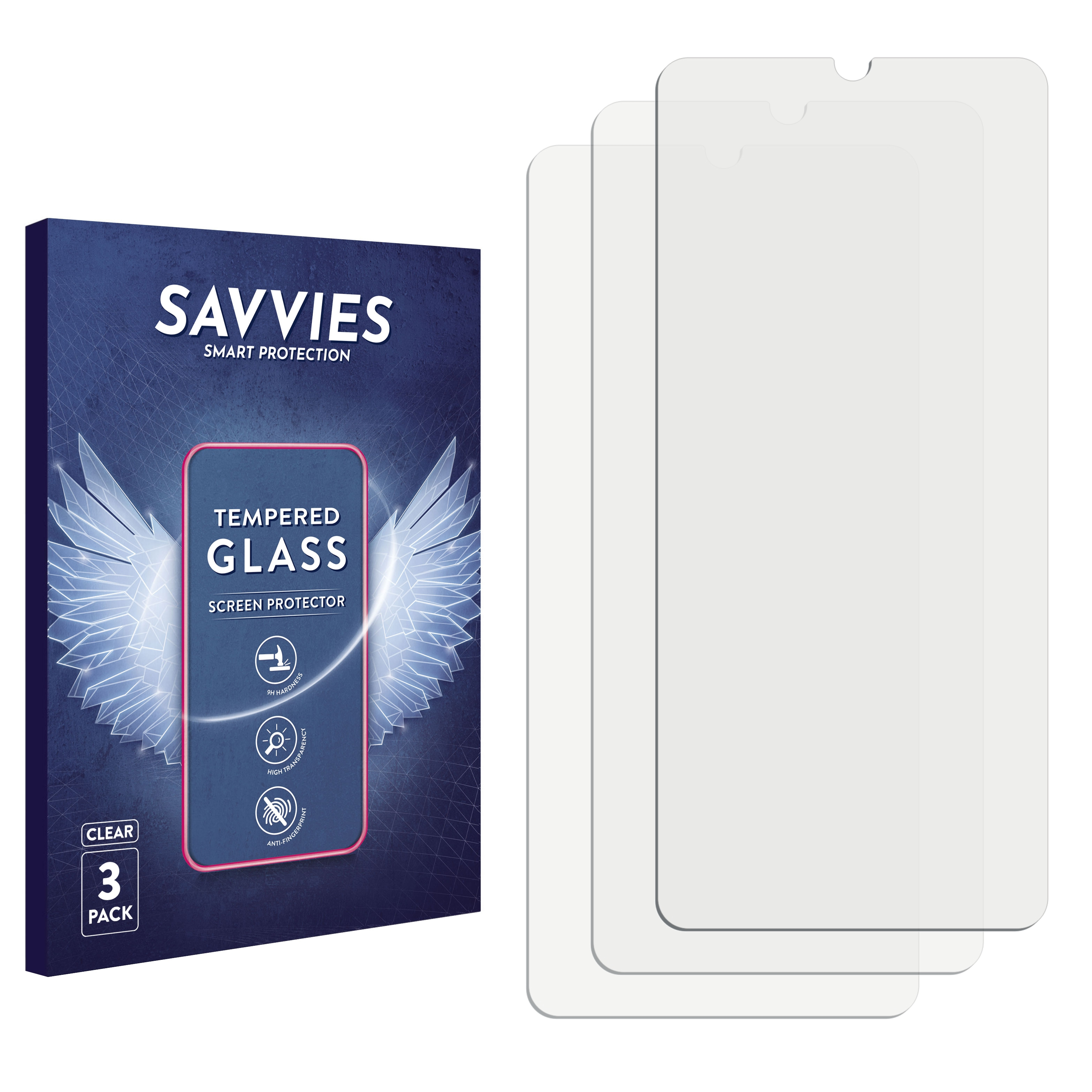 SAVVIES 3x 9H klares Schutzglas(für 8 Xiaomi Pro) Redmi Note