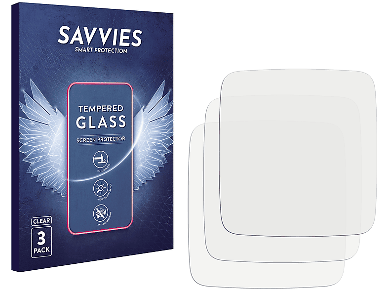 SAVVIES 3x 9H klares Schutzglas(für Garmin Forerunner 920XT) | Smartwatch Schutzfolien & Gläser