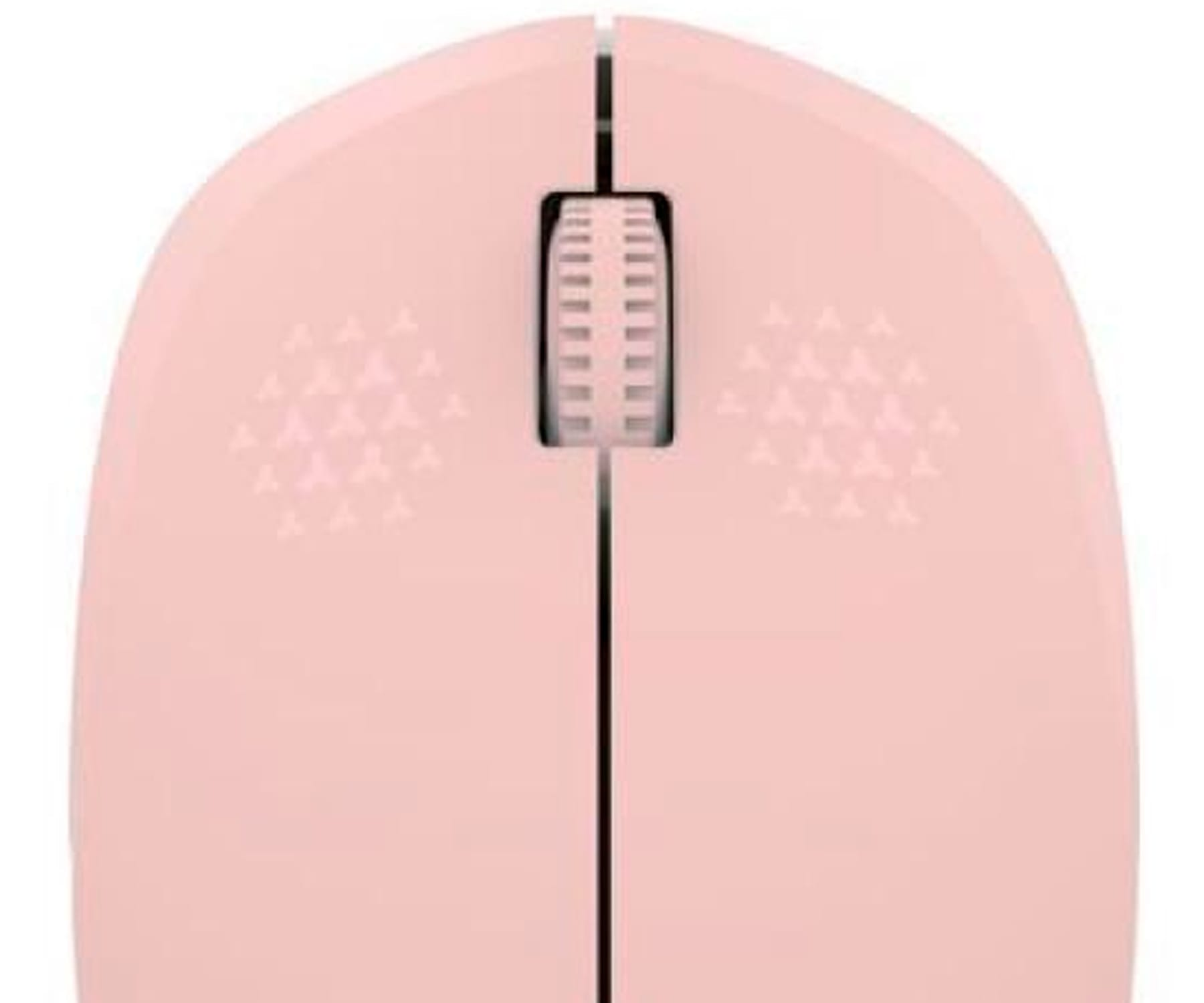 Primo piano di un mouse rosa con una rotella di scorrimento.