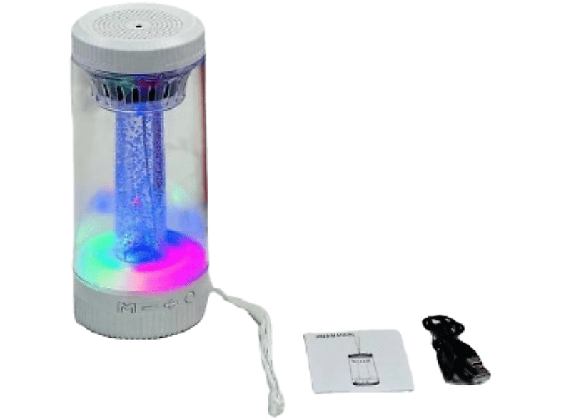 ENBAOXIN Kabellose Mini-Bluetooth-Stereoanlage mit Farblichtern - tragbar für draußen Bluetooth-Lautsprecher, Weiß, Wasserfest