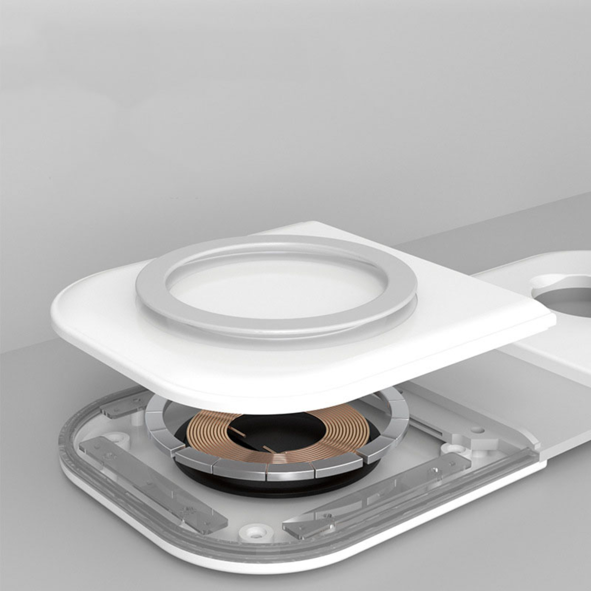 ENBAOXIN Magnetisches Tragen Drahtlos-Ladegerät Weiß Faltbares Gemeinsam, leicht Kabelloses - Doppelladegerät, Laden zu