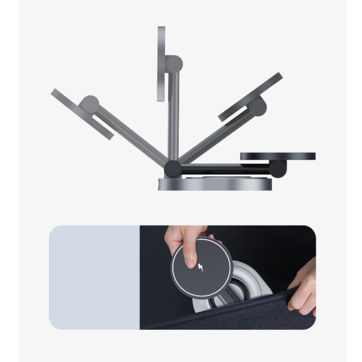 ENBAOXIN Magnetisches kabelloses Ladegerät Laden Schwarz Gemeinsam, Winkel Tisch-Handyhalterung - verstellbarem Kabelloses mit