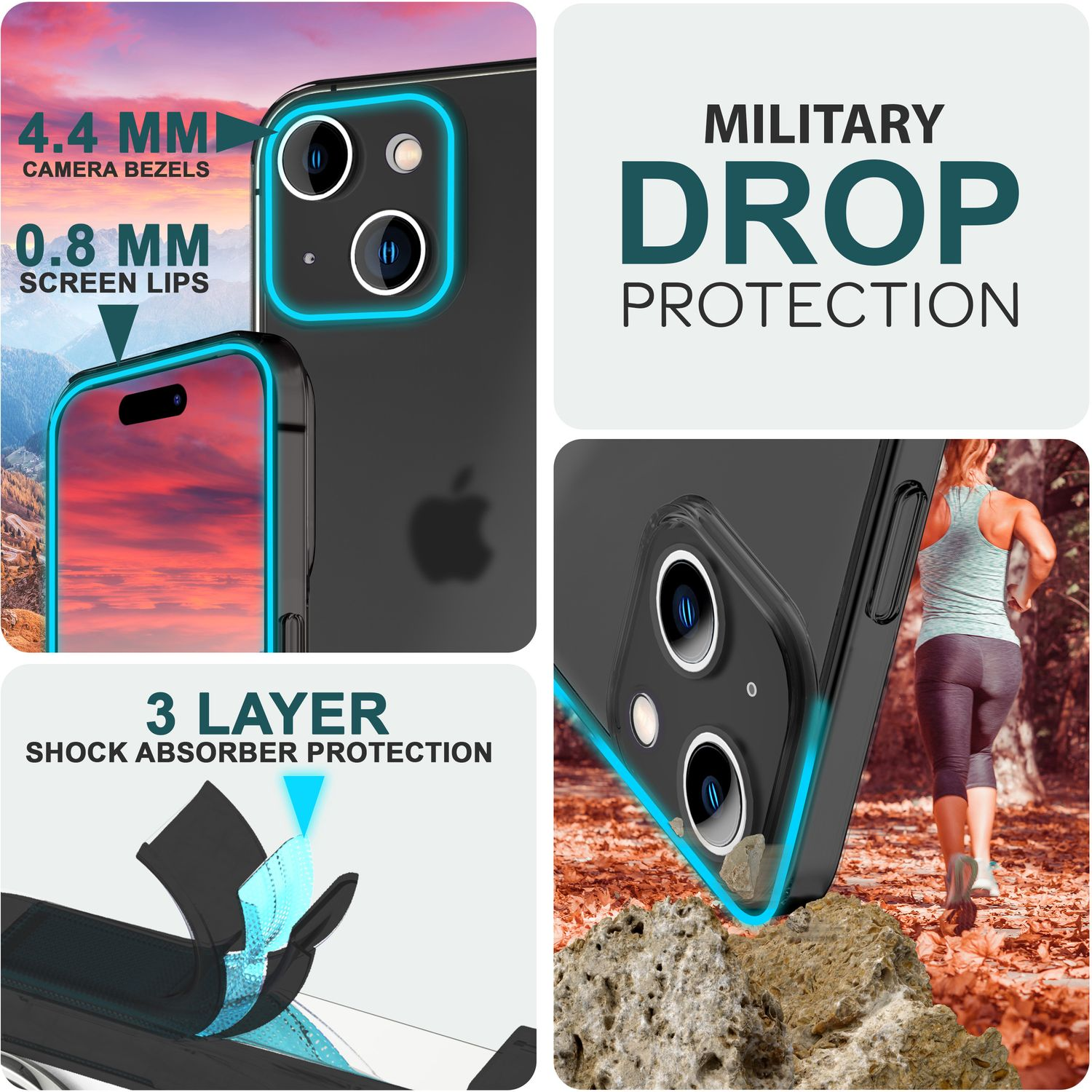 Coque de téléphone avec fonctions de protection d'écran. Fond blanc.