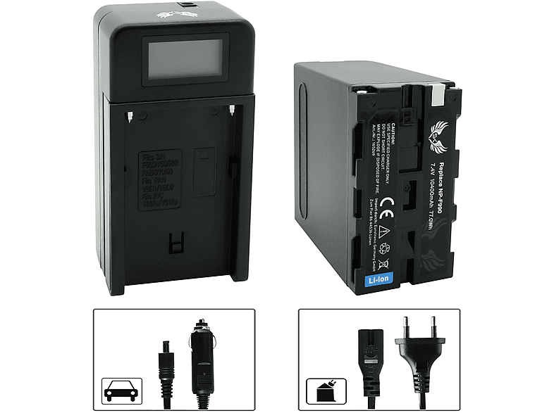 SKGAMES Akku Passend für Sony NP-F990 + Speed Charger NP-F750 NP-F960 ...