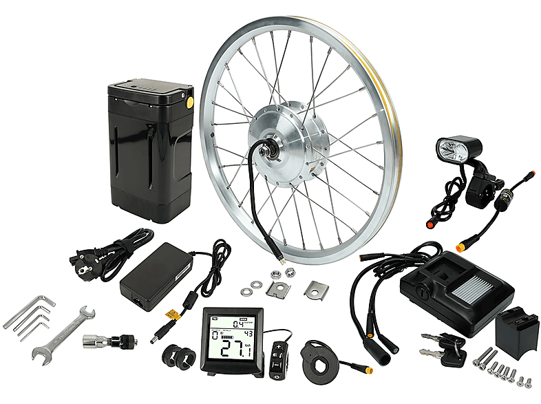 POWERSMART Ebike Elektro-Fahrrad-Umrüstsatz, 16Zoll-Rad mit eingebautem Motor-Umrüstsatz für die Vorderradnabe Li-ion E-Bike Akku, 36 Volt, 8700 mAh