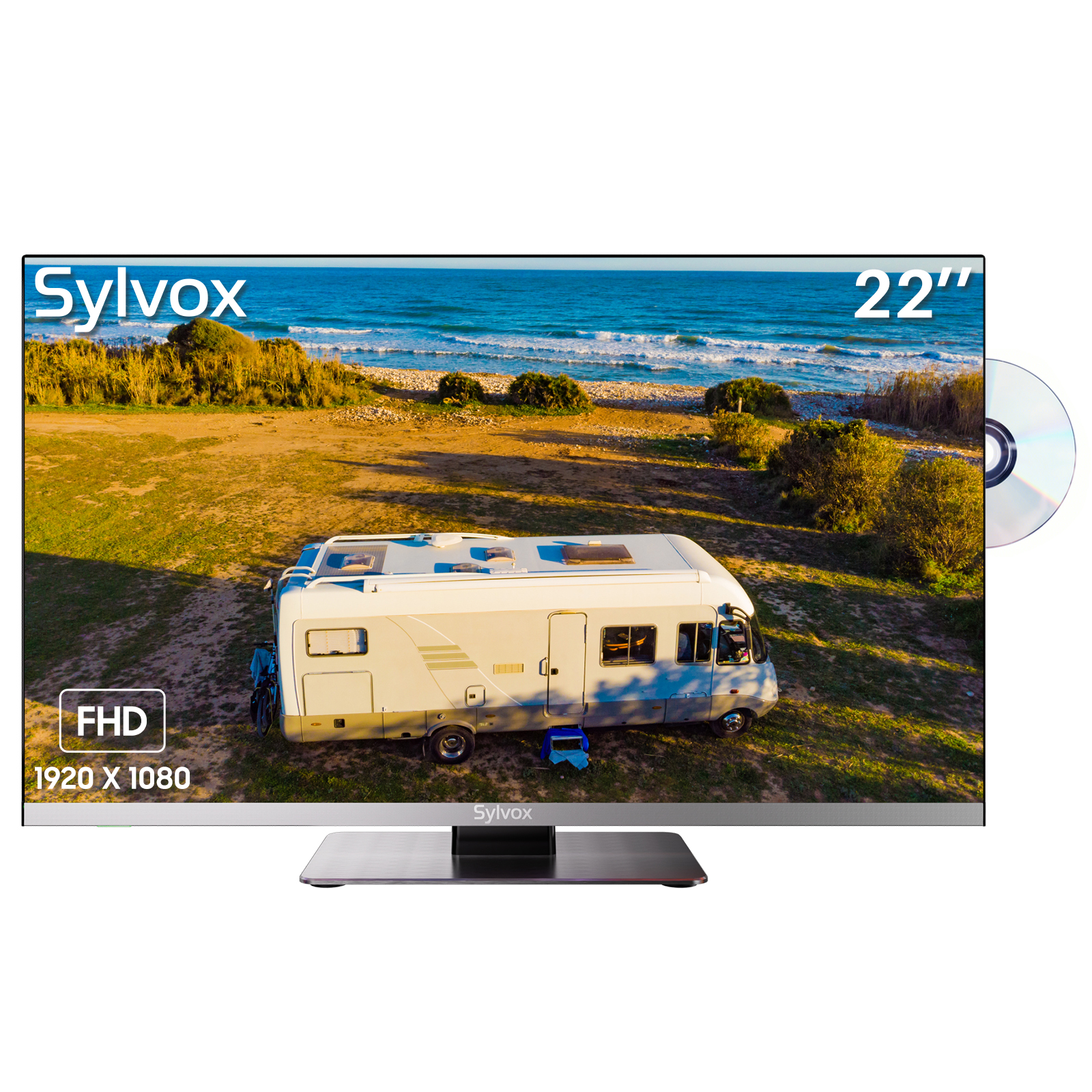 SYLVOX 12V 22 Zoll 22 48.25MHz-863.25MHz TV) DVD / Eingebauter Zoll TV cm, Player TV Full-HD, SMART 55,88 (Flat