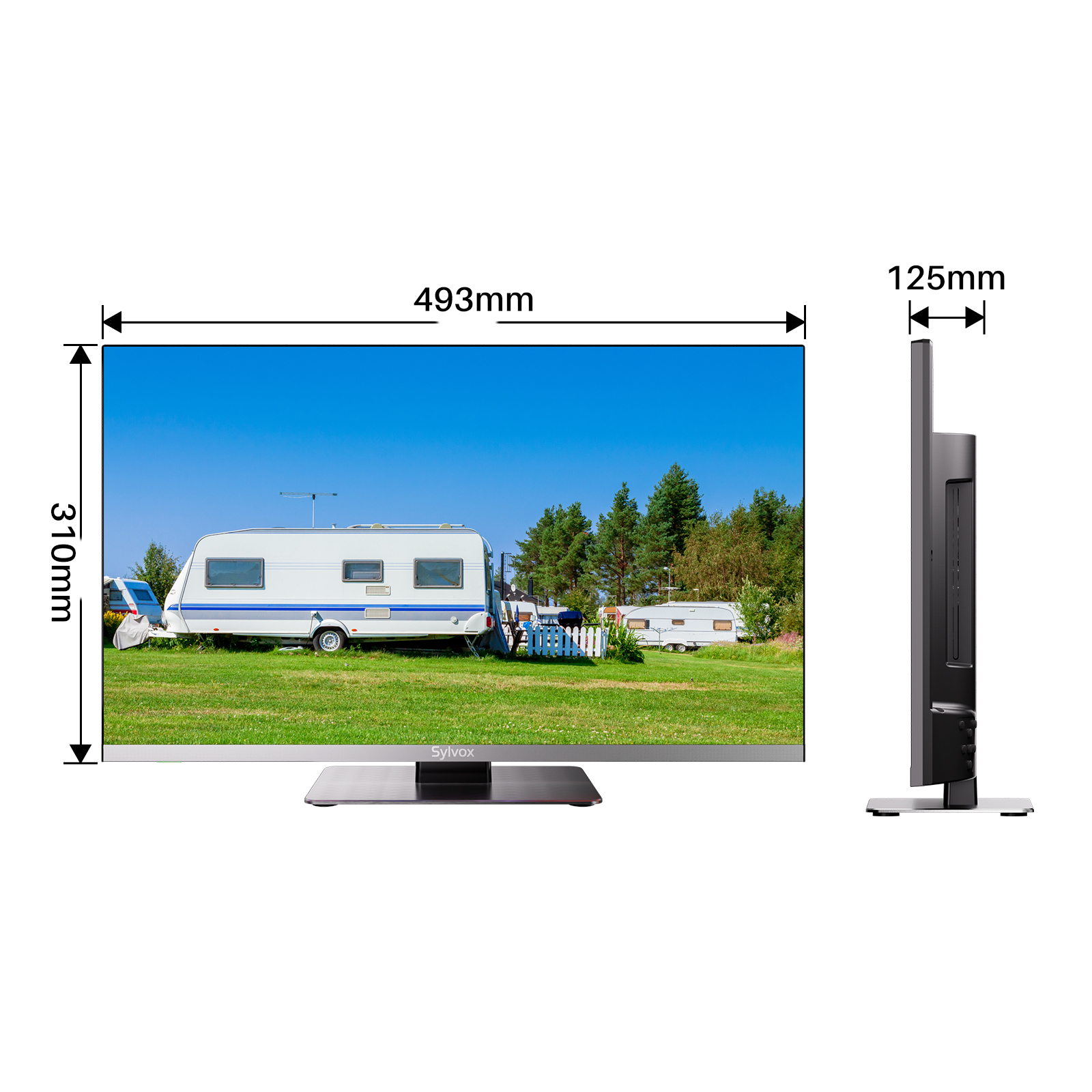 TV 12V / 55,88 Eingebauter (Flat, Player DVD Zoll cm, Zoll 22 TV 48.25MHz-863.25MHz 22 TV) SYLVOX Full-HD, SMART
