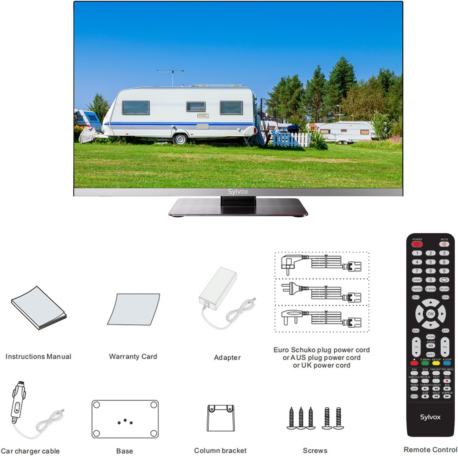 SYLVOX 12V Zoll TV TV) 22 cm, SMART DVD (Flat, Player Zoll Full-HD, 55,88 Eingebauter 22 TV / 48.25MHz-863.25MHz