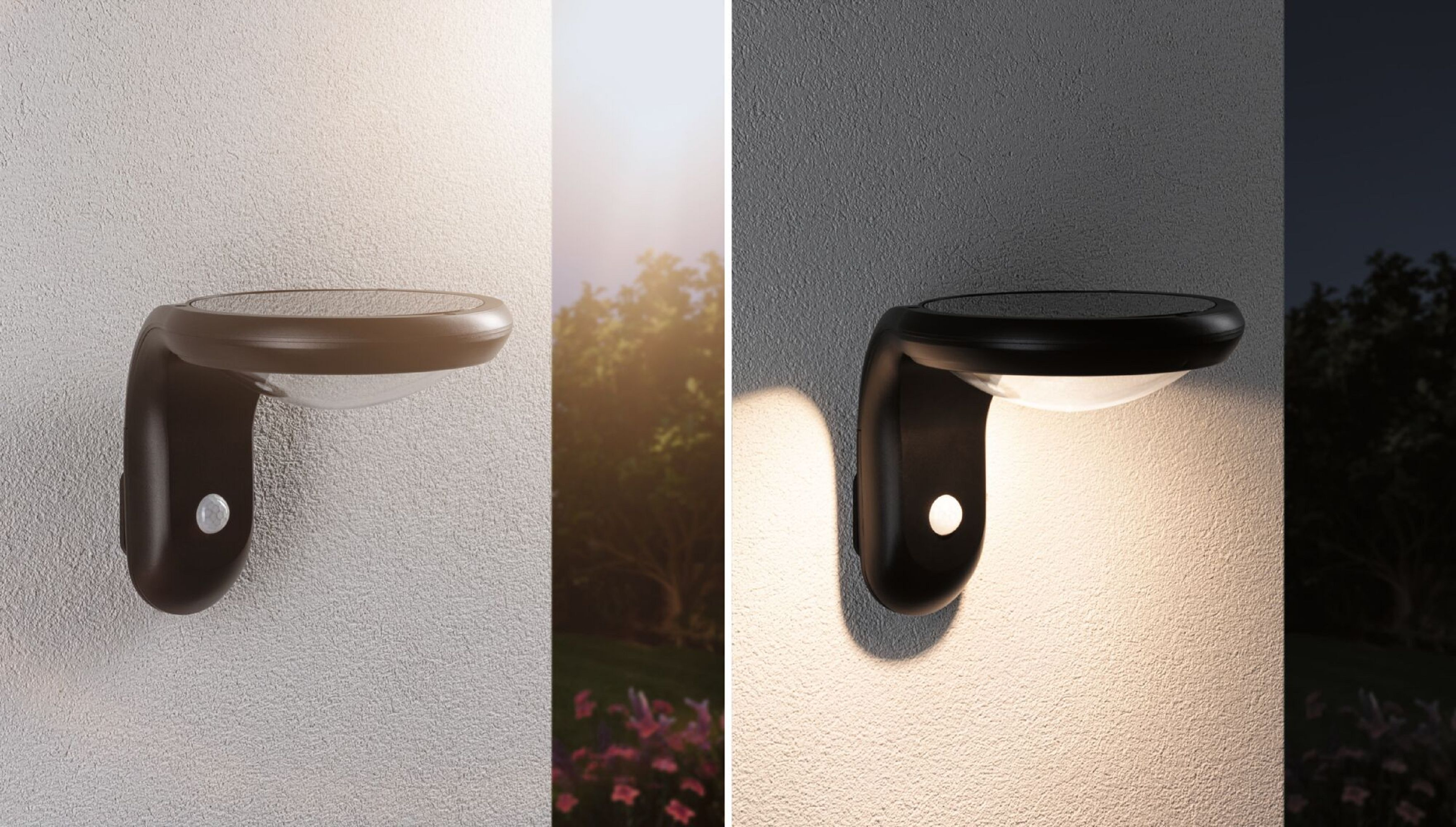 Zewnętrzna lampa ścienna w dwóch ustawieniach, dzień i noc.