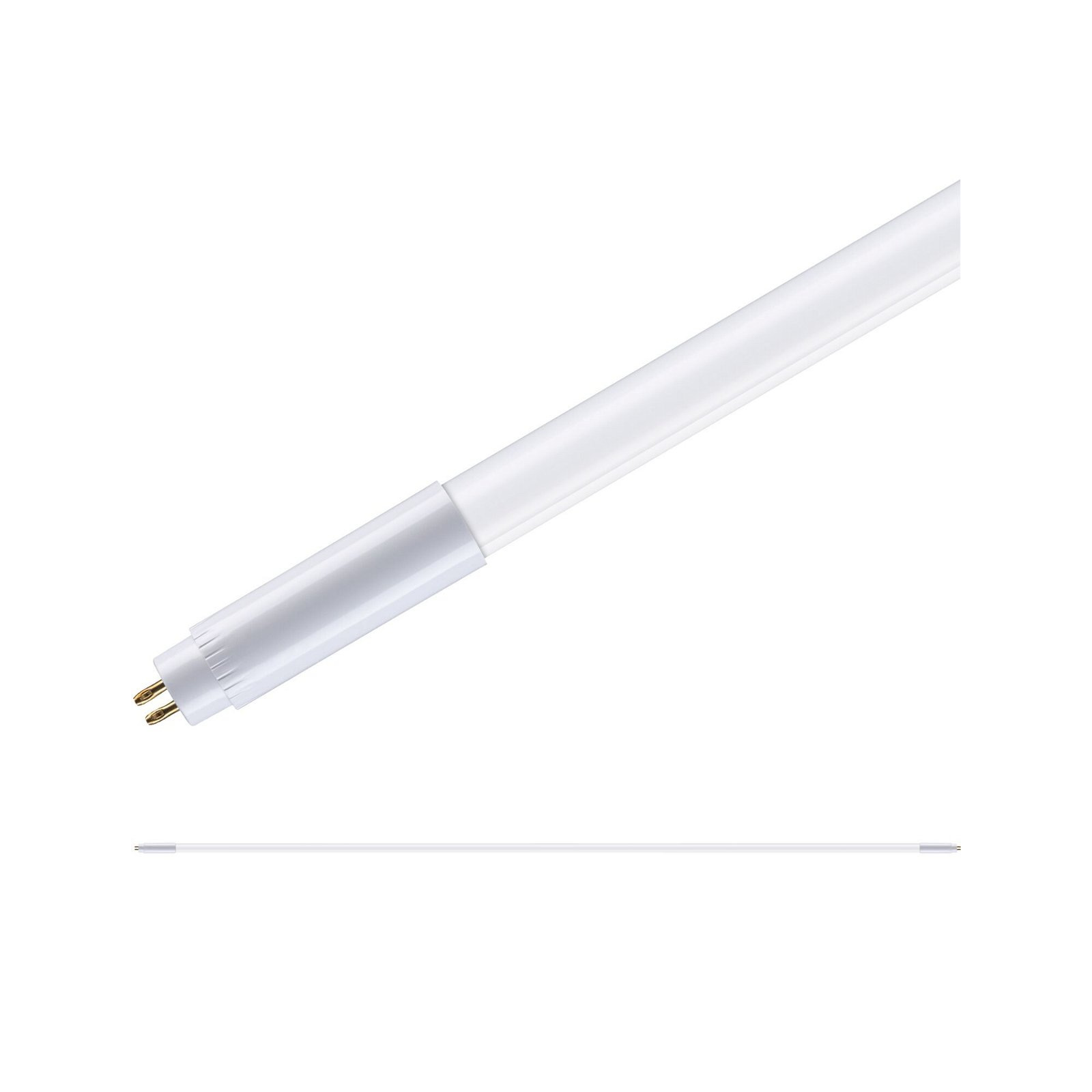 Biała i przezroczysta świetlówka na białym tle.