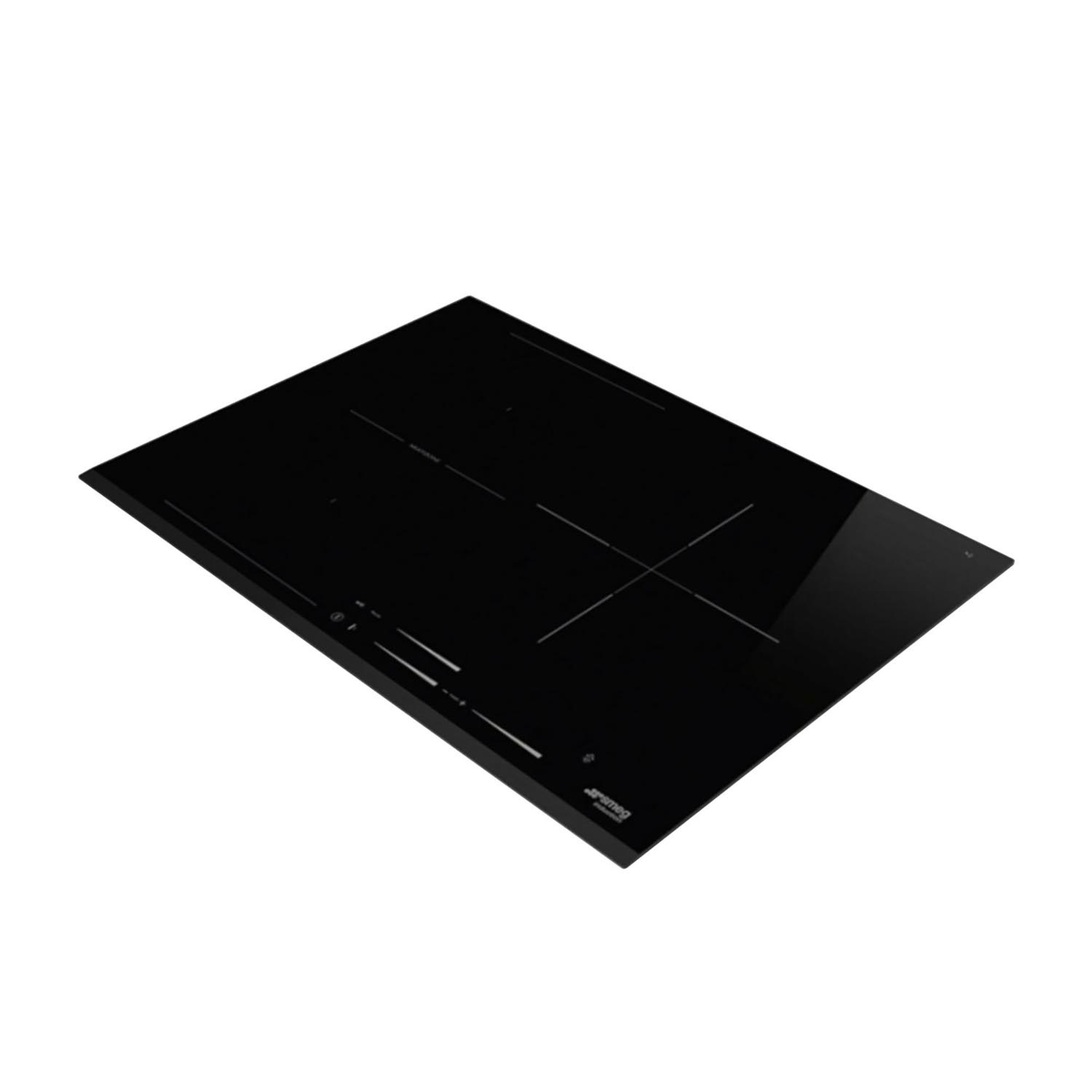 Piano cottura a induzione nero con comandi touch.