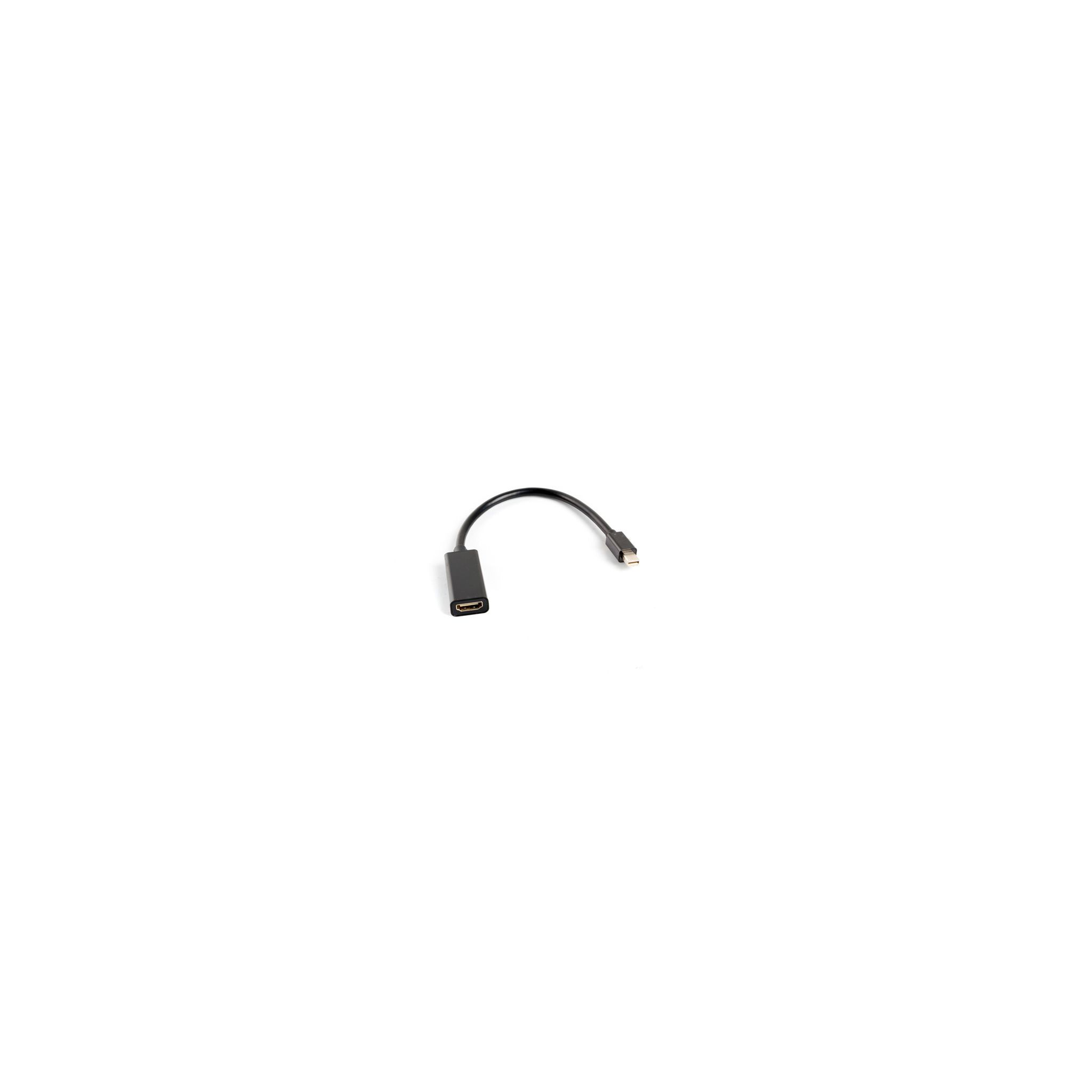 Un cavo adattatore da HDMI a Micro USB nero su sfondo bianco.