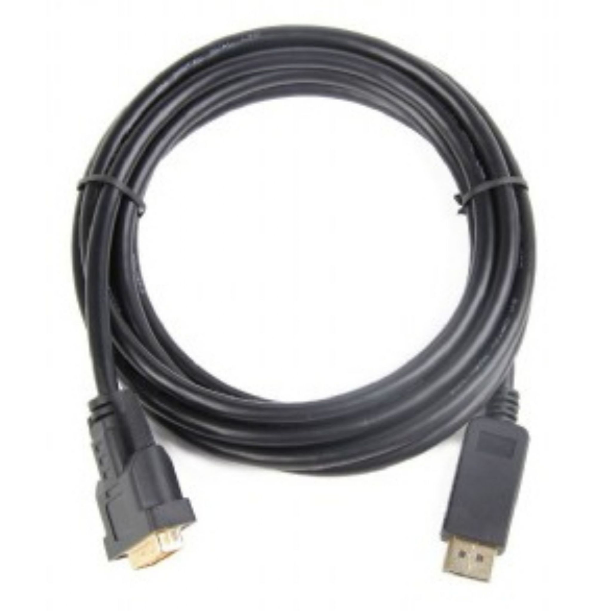 Cavo nero con due connettori, uno VGA e uno DisplayPort.