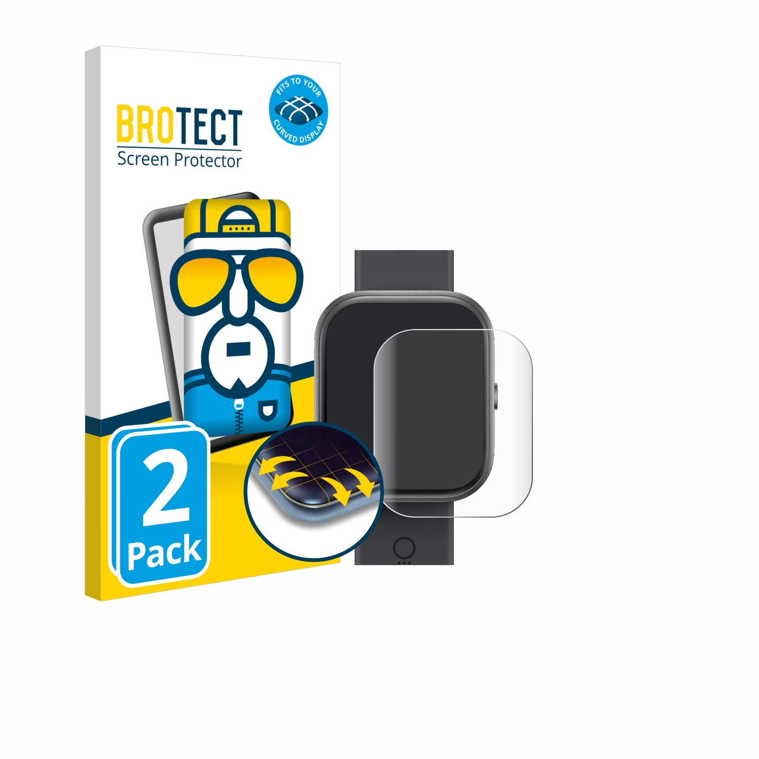 BROTECT 2x Full-Cover Pro) Schutzfolie(für Nothing Flex CMF Watch Curved 3D