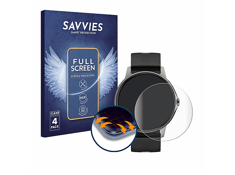 SAVVIES 4x Flex Full-Cover 3D Curved Schutzfolie(für Fitpolo LW51)