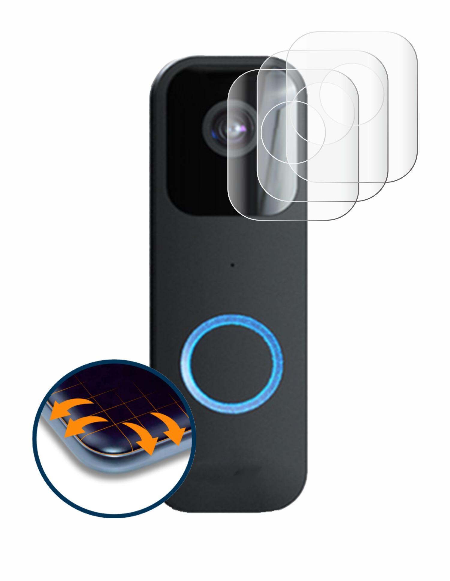 SAVVIES 4x Flex Full-Cover Schutzfolie(für Video 3D Curved Doorbell) Blink