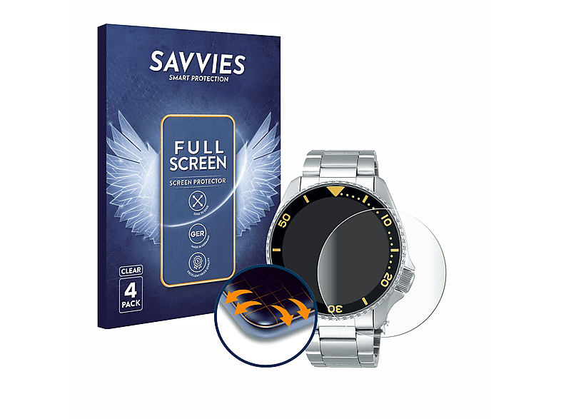 SAVVIES 4x 3D Full-Cover Curved Sports Seiko Schutzfolie(für SRPD59K1) Flex 5