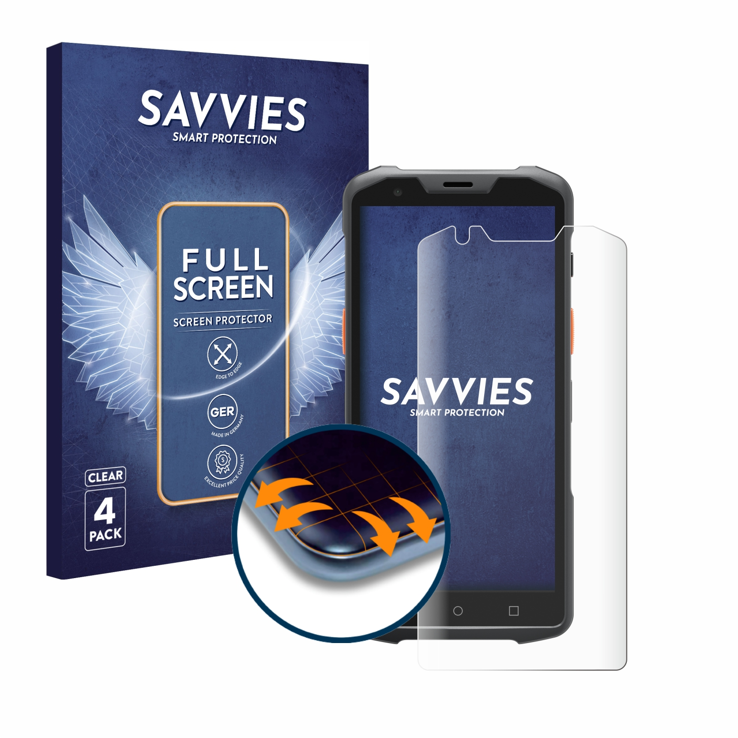 Curved SAVVIES 4x Full-Cover Schutzfolie(für Flex L2H) Sunmi 3D