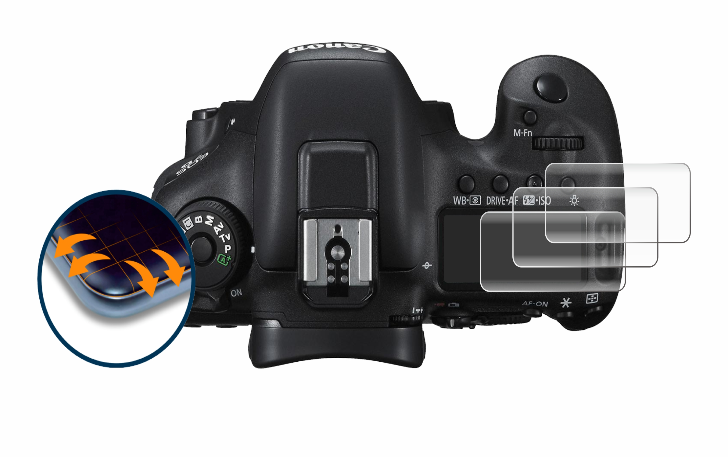 7D 4x 3D Mark Schutzfolie(für SAVVIES Curved EOS Canon (Schulterdisplay)) Full-Cover Flex II