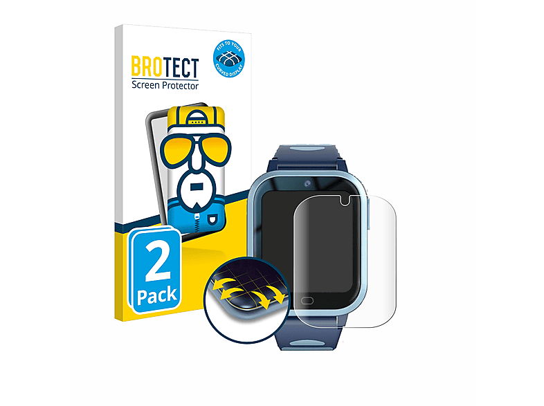 Full-Cover 3D 2x 4G 2023) Curved Smartwatch Schutzfolie(für Flex Fitonme BROTECT