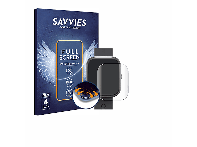 3D Schutzfolie(für 4x Nothing Watch Full-Cover CMF SAVVIES Pro) Flex Curved