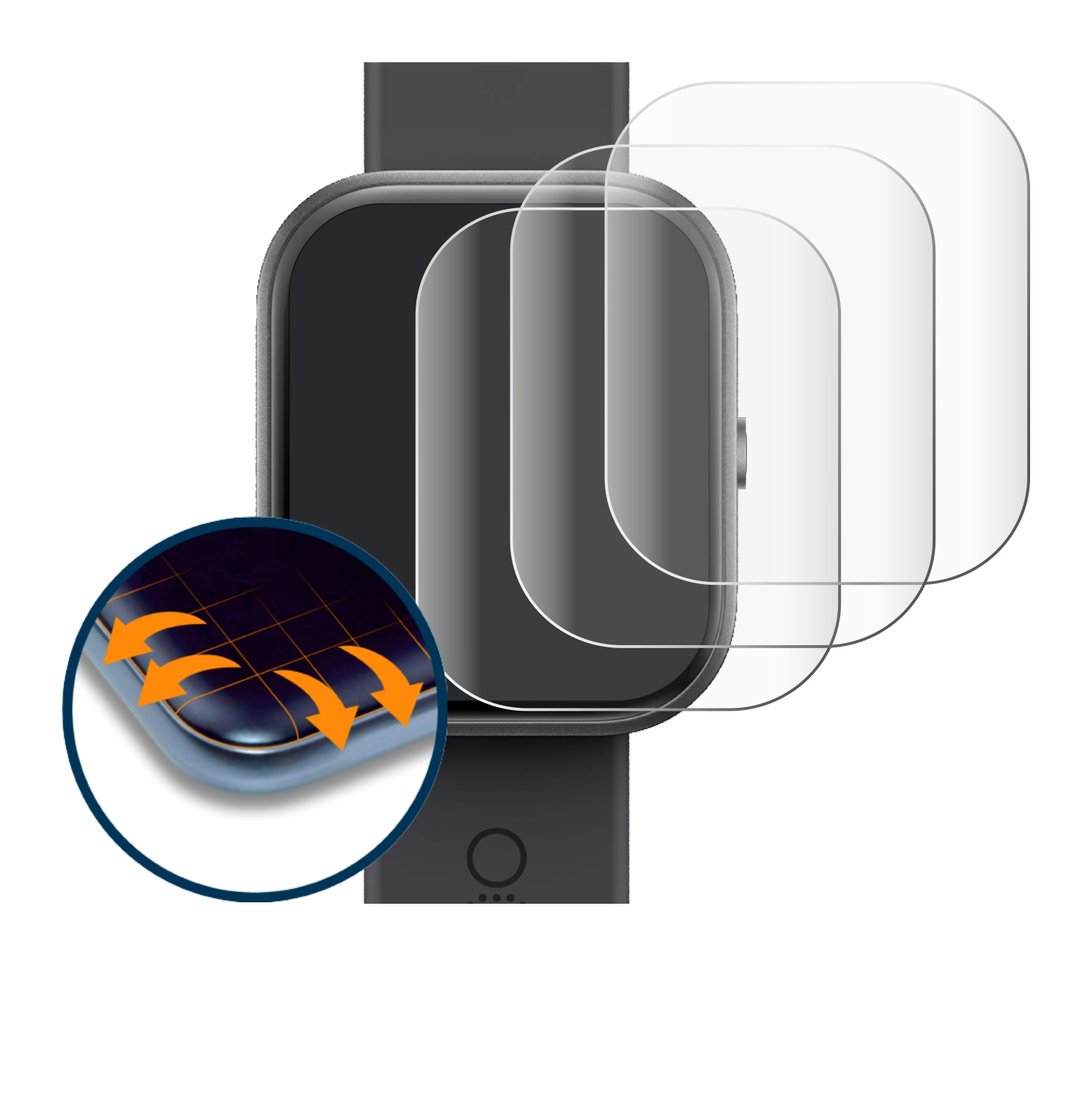 SAVVIES 4x Curved CMF Flex Watch 3D Nothing Schutzfolie(für Pro) Full-Cover