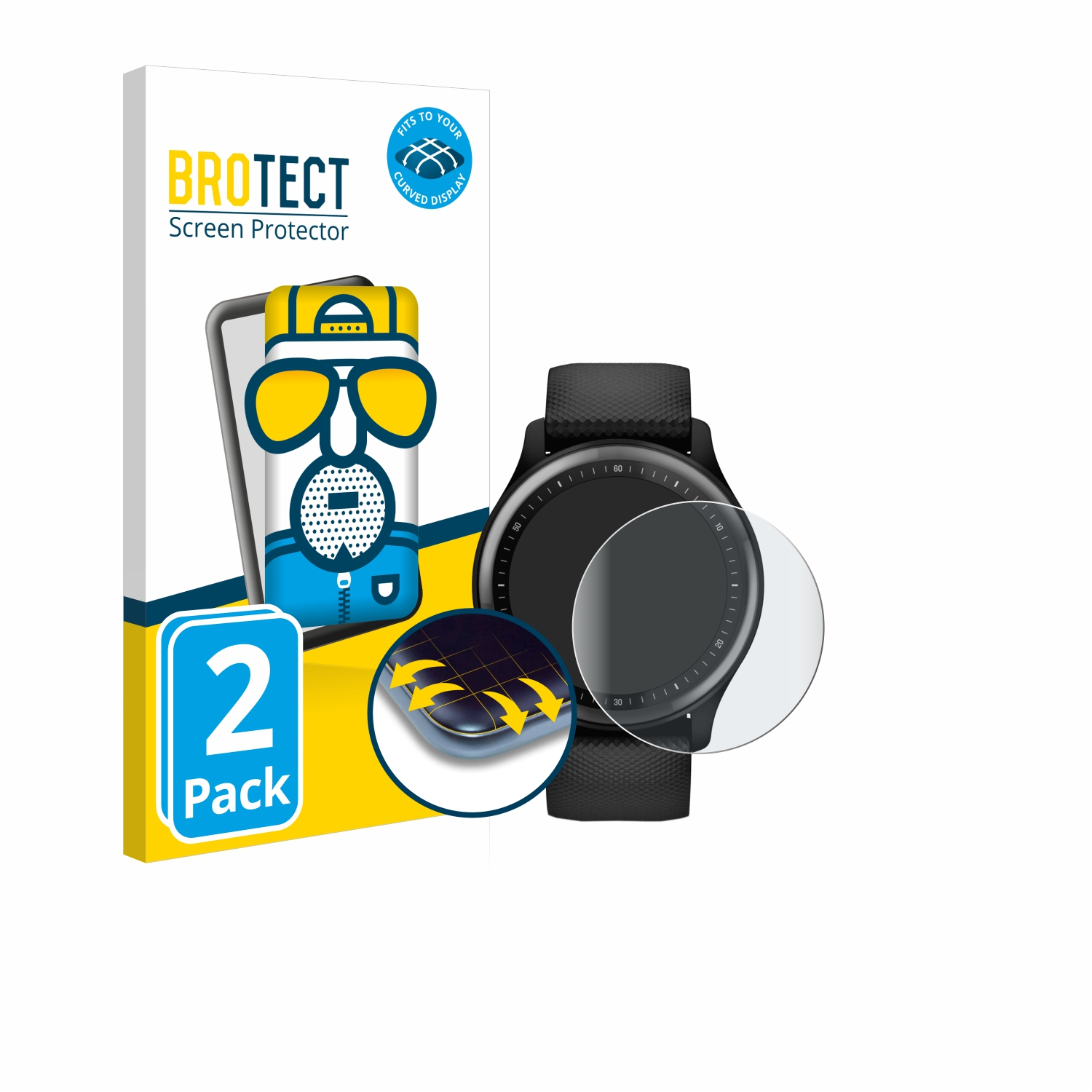 Full-Cover Sport) BROTECT matt 2x 3D Curved Vivomove Flex Schutzfolie(für Garmin
