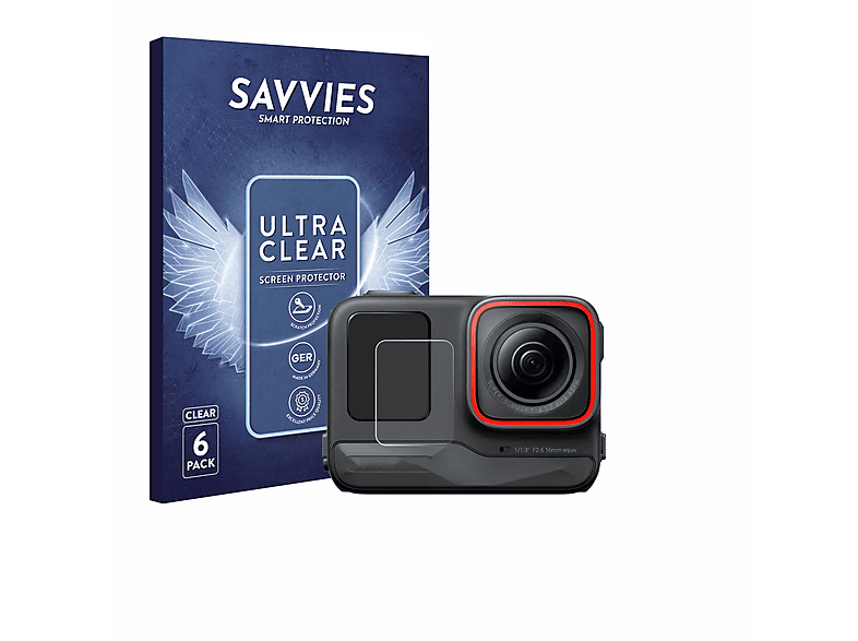SAVVIES 6x klare Schutzfolie(für Insta360 Ace Pro (Vorderes Display)) | Kamera Schutzfolie