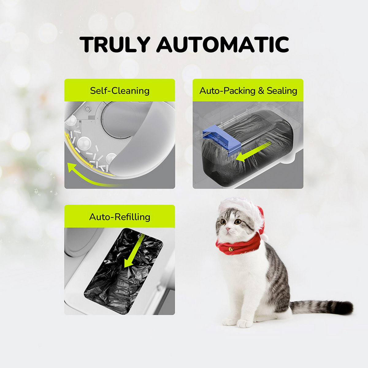 FURBULOUS FB001 Automatische Katzentoilette App-Steuerung, mit für mehrere Katzen sicher Liter, Katzentoilette 60