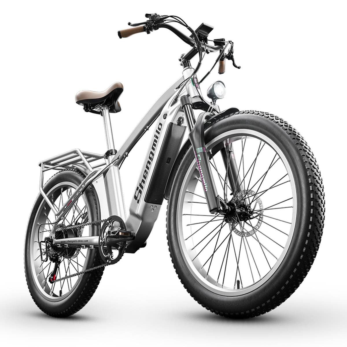 SHENGMILO Retro-Elektrofahrrad MX04, Spitzenleistung des 1000 (Laufradgröße: Silber) Citybike 200 kg BAFANG-Motors Tragfähigkeit W, 720Wh, Unisex-Rad, 26 Zoll