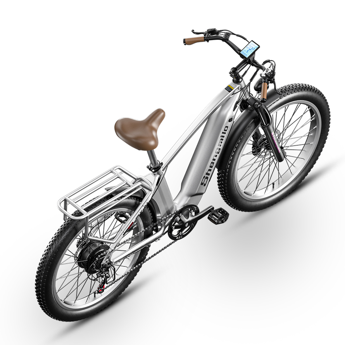 SHENGMILO MX04 48V Mountainbike Unisex-Rad, Zoll, hinten und 15Ah (Laufradgröße: 26 SAMSUNG-Akku, 720Wh Elektrofahrrad Silber) 720Wh, vorne Scheibenbremsen abnehmbarer