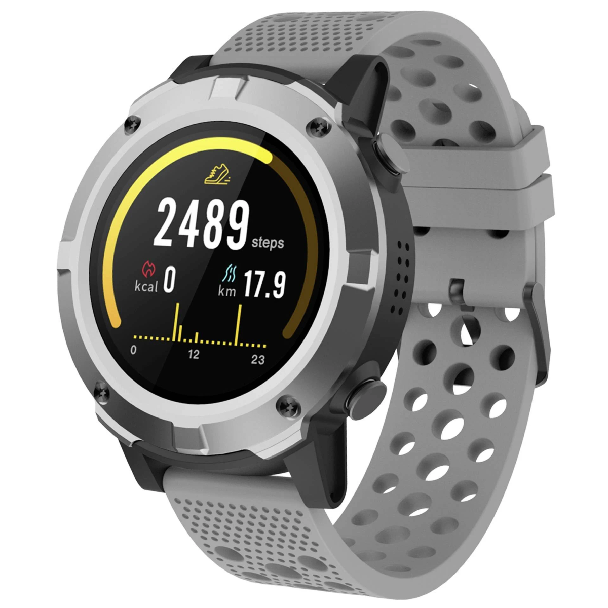 DENVER 116111100080 Smartwatch Grau Metall Silikon, Kunststoff