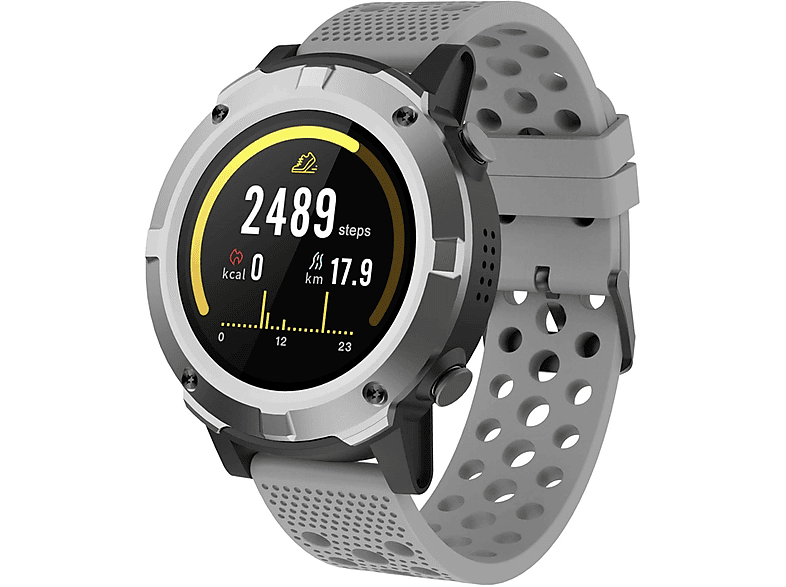 Kunststoff Smartwatch Grau DENVER Silikon, 116111100080 Metall