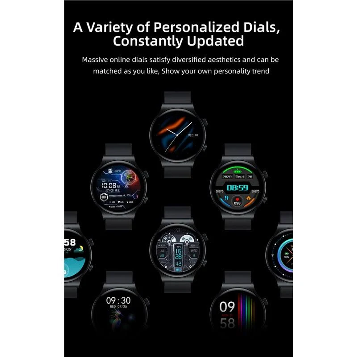 KUMI KU-GT5P Schwarz BK Smartwatch Silikon, Silikon