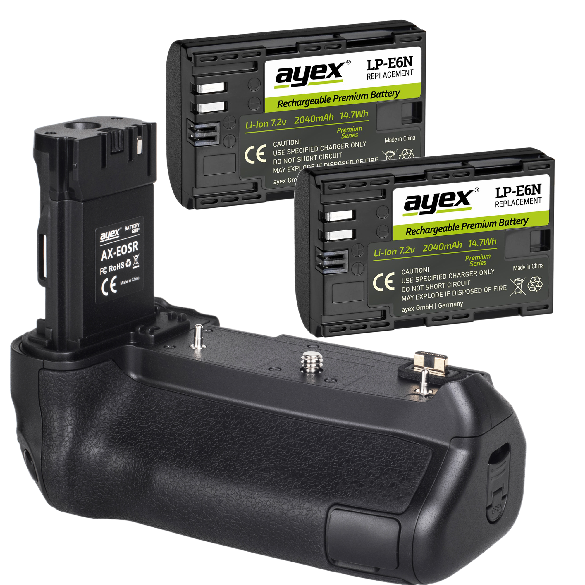 AYEX AX-EOSR + LP-E6N, Batteriegriff Schwarz Set