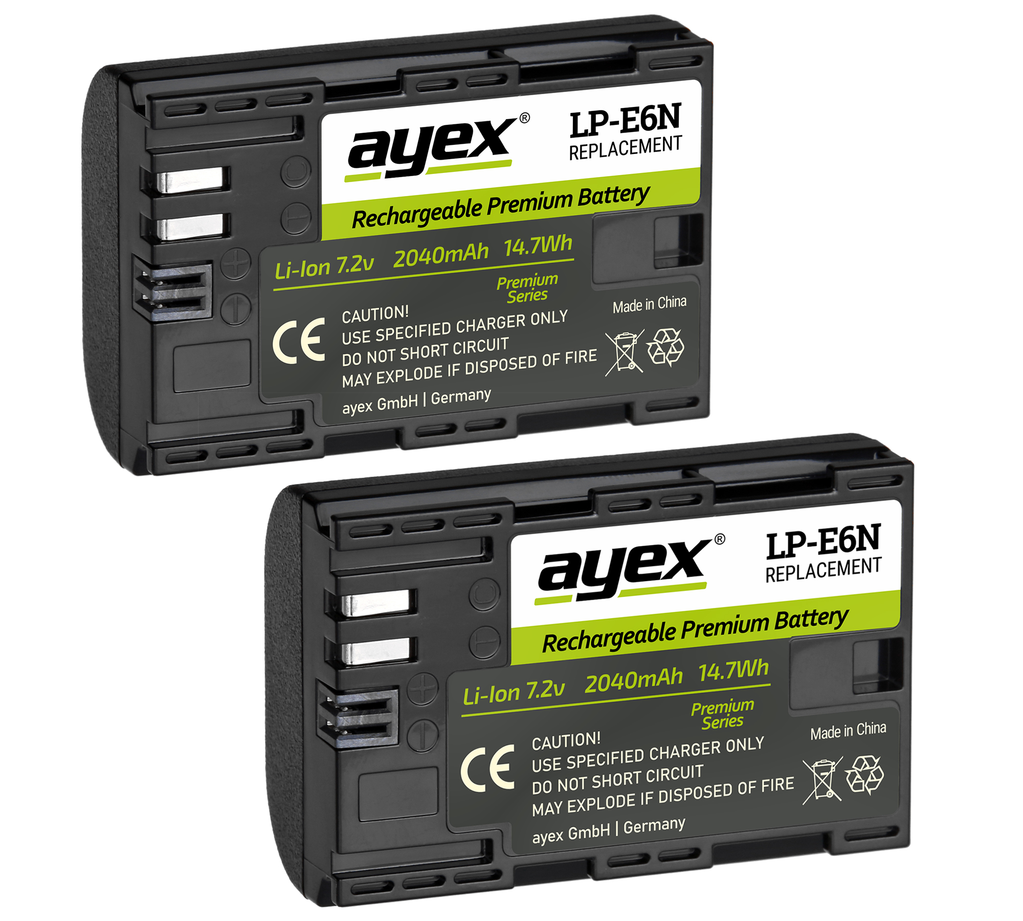 AYEX Batteriegriff Set für EOS Mark Batteriegriff II wie LP-E6N BG-E16 2x Akku + Canon Set, Schwarz 7D USB Dual Ladegerät, + 1x