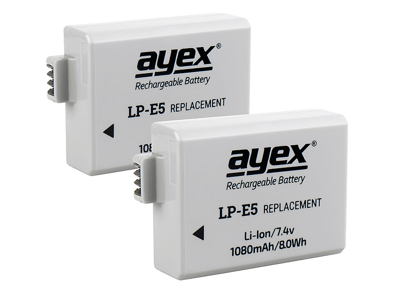 AYEX LP-E5 2 Stück für Canon EOS 450D 500D 1000D Rebel XSi T1i XS 100% ...