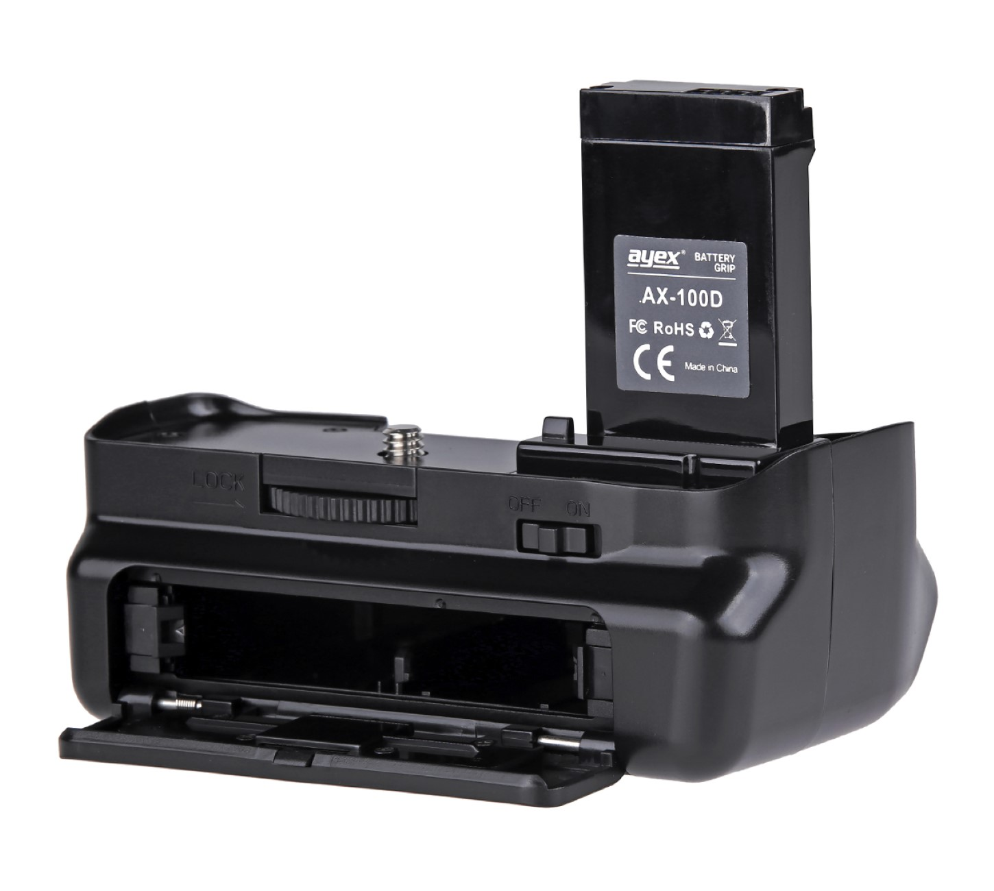 AYEX Batteriegriff 1x für Ladegerät, Dual USB 2x + Canon IR-Fernauslöser + LP-E12 + EOS Akku Batteriegriff-Set, Black Set 100D