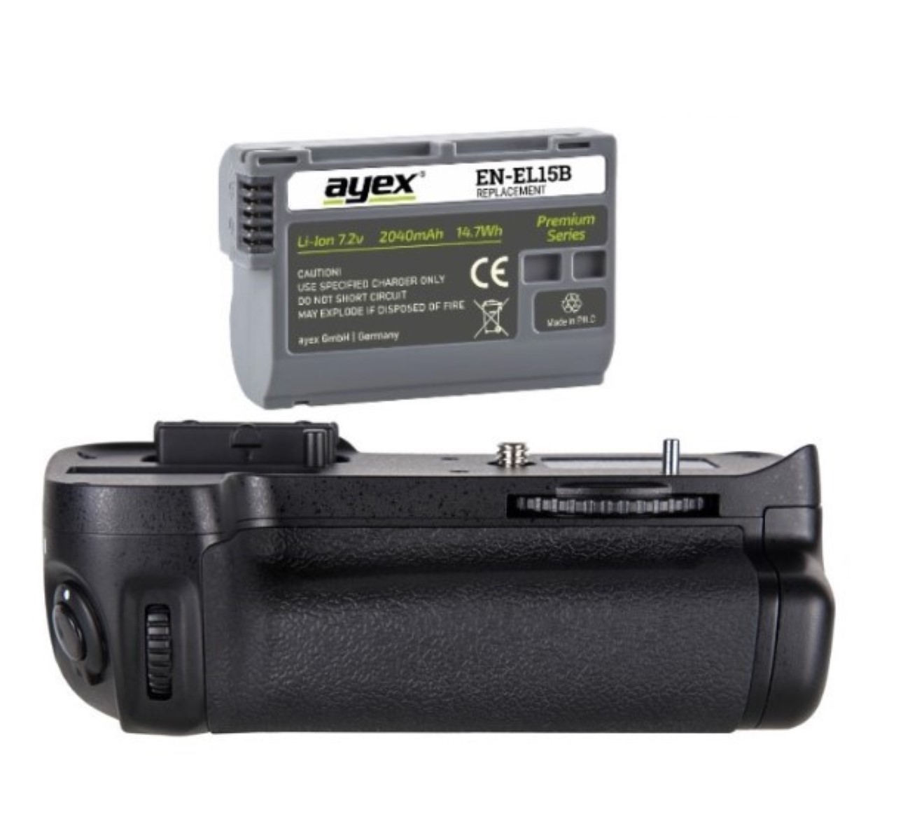 AYEX Batteriegriff Set für ersetzt MB-D15 EN-EL15B + D7100 Akku, Batteriegriff 1x Set, Schwarz Nikon D7200