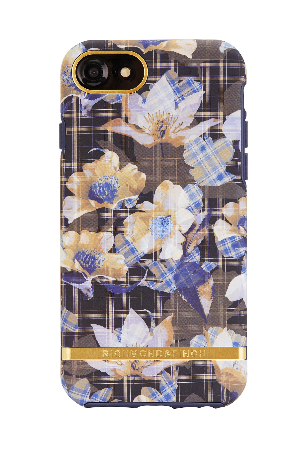 iPhone Kariert, Braun iPhone Apple, 6/6S/7/8/SE2020/SE2022, Floral Backcover, RICHMOND Tasche & FINCH