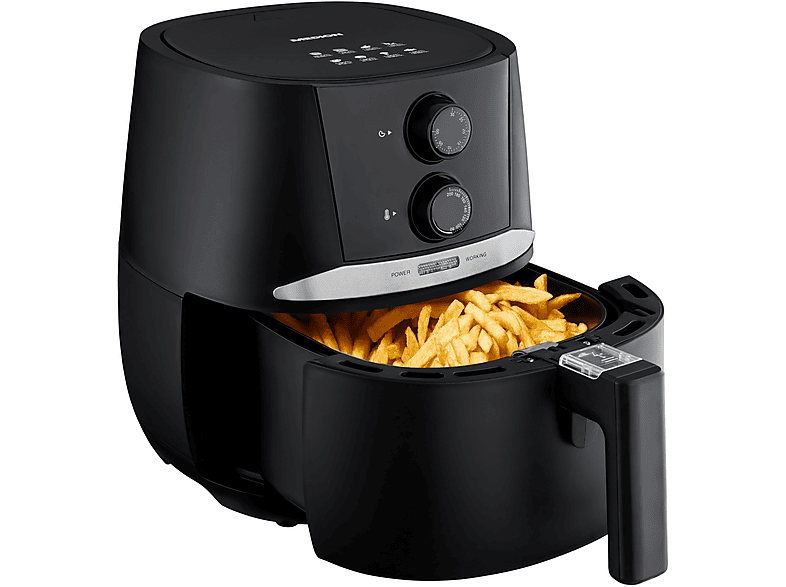 MEDION LIFE® E20 L, ölfreies Frittieren, 3,2 L Korbvolumen Heißluftfritteuse 1400 Watt schwarz