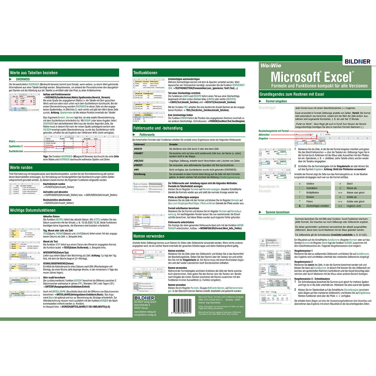 Tabelle mit Text. Enthält Tabellen, Formeln und andere Informationen zu Daten und Berechnungen.