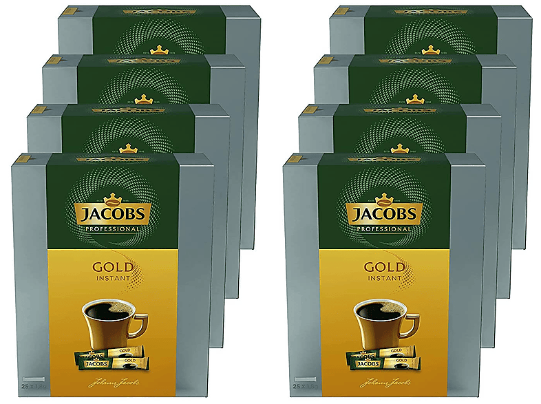 JACOBS Professional Gold löslicher Kaffee 8 x 25 Sticks Instantkaffee (In heißem Wasser auflösen, Heißgetränkeautomaten)