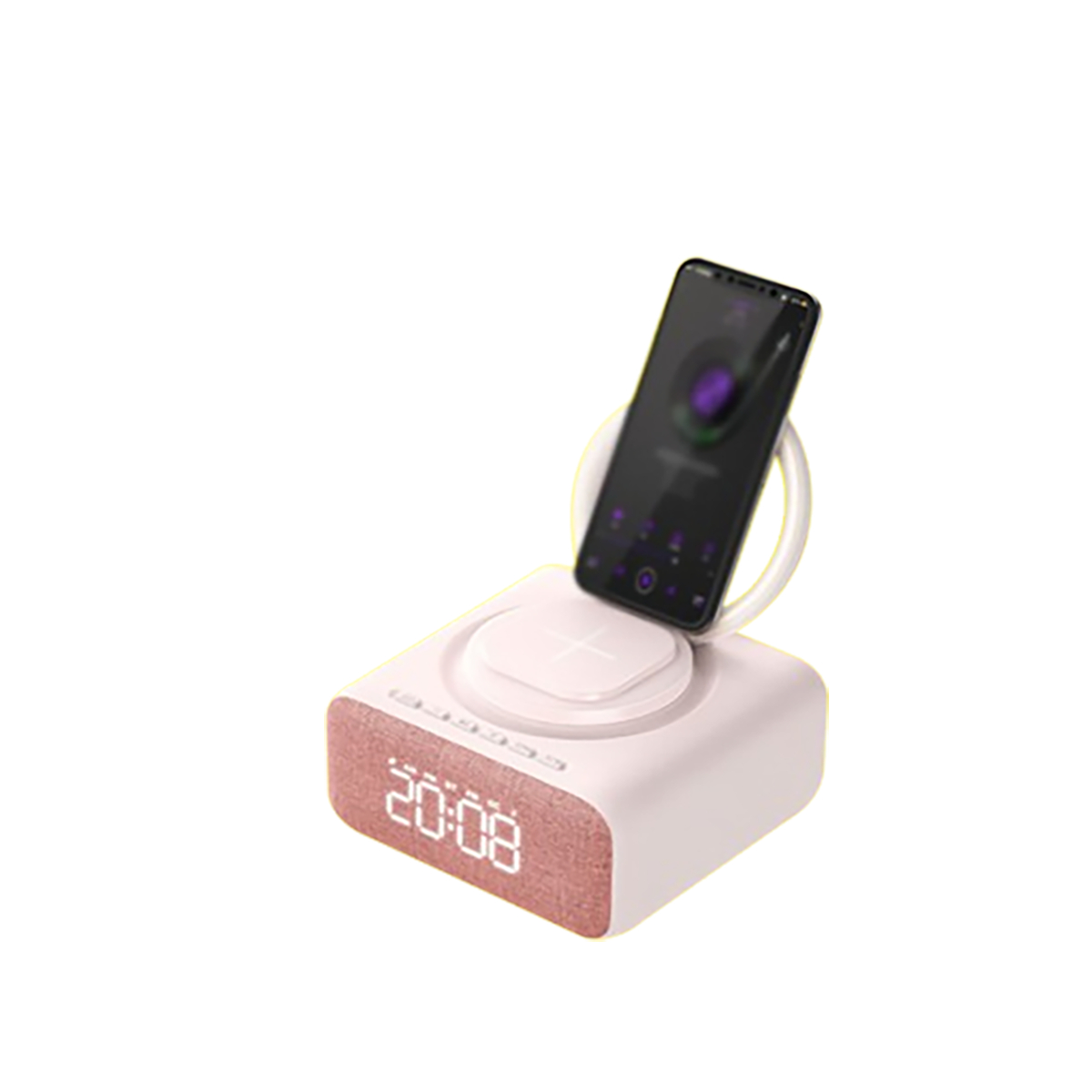 Kabellose - Handyhalter Weiß Wecker, BYTELIKE Bluetooth-Stereoanlage Bluetooth-Lautsprecher, Nachtlicht,