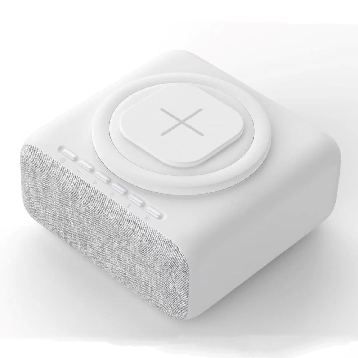 ENBAOXIN Bluetooth Handyhalterung Radio Musik, Bluetooth-Lautsprecher, Ladegerät FM Weiß Licht Nacht Wecker
