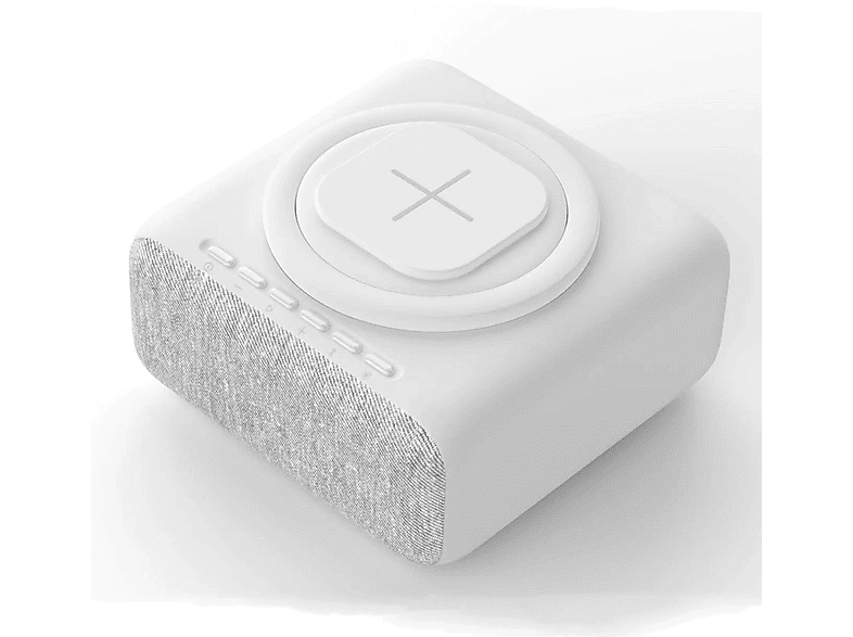 ENBAOXIN Bluetooth Ladegerät Wecker Weiß Nacht FM Licht Bluetooth-Lautsprecher, Handyhalterung Musik, Radio